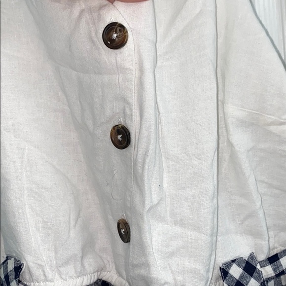 White and Navy Button-Up Romper - Picture 3 of 6